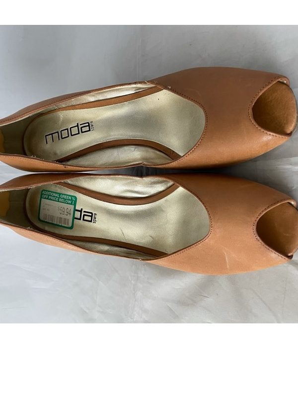 Moda Womens Pump Shoes Brown Peep Toe 